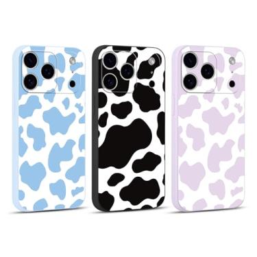Imagem de RUMDEY Pacote com 3 capas de telefone bonitas com estampa de vaca para IP 17 Pro Max 17.5 cm, design de padrão estético Funda Matte Soft Slim à prova de choque TPU capa bumper Funda