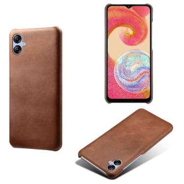 Imagem de Capa para Samsung Galaxy A04e,Proteção contra quedas,Casca de volta de cor sólida simples,Design de couro de imitação de plástico-Brown