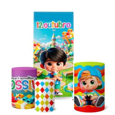 Imagem de Trio Capas Cilindro + Painel Lateral Romano Dia Das Crianças (K5CRI0001)