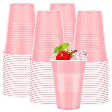 Imagem de Copos plásticos descartáveis WYTAOHZL 16 onças rosa (pacote com 100)