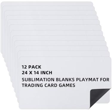 Imagem de Yexiya 12 Pcs 12 Pcs Card Game Mats 14 x 24 Inch Sublimation Blanks Playmat for Trading Board Game Smooth Rubber Playing Mat for Games, Mouse Pad (White)