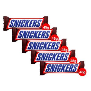 Imagem de Kit 5 Chocolate Snickers Original 45g