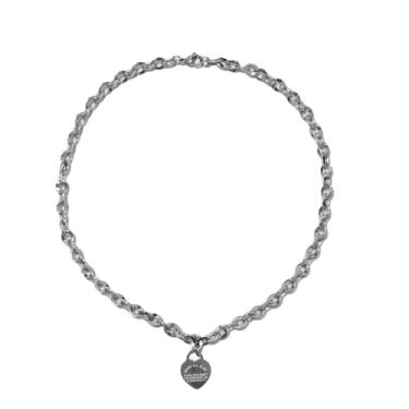 Imagem de pichuxiu Colar com pingente de coração, versículo bíblico, colar de coração para mulheres, corrente de elos dela, fecho lagosta, aço inoxidável, prata, 17.72 inche, Aço inoxidável, Sem Pedra Preciosa