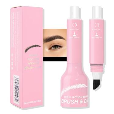 Imagem de WanTuoluo Pincel angular e caneta de imersão preta para sobrancelhas, creme de gel líquido para sobrancelhas naturais, pomada de sobrancelha à prova de manchas, impermeável e de longa duração e