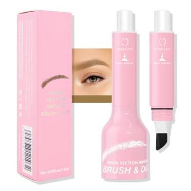 Imagem de WanTuoluo Pincel angular e caneta de imersão marrom médio, creme de gel líquido para sobrancelhas naturais, pomada de sobrancelha à prova de manchas, à prova d'água e de longa duração e secagem rápida