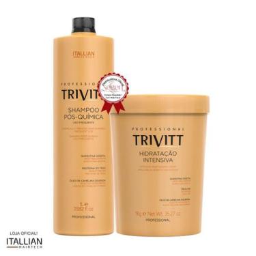 Imagem de Kit Trivitt Shampoo Pós Química 1L + Hidratação Intensiva 1Kg - Italli