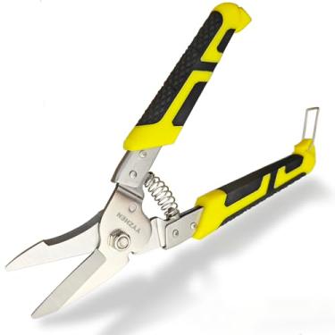Imagem de YYZHEN Tesoura resistente de 21 cm, tesoura reta com lâminas de aço inoxidável e alças confortáveis, cortador de metal para cortar galhos, fios de cabo, ferro fino
