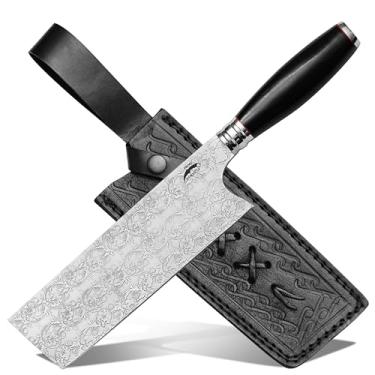 Imagem de prime damascus Faca Nakiri Chef - Cutelo para cortar carne e vegetais - Melhor presente de cozinha feito à mão