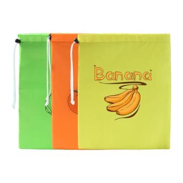 Imagem de Baoblaze 3x Sacos com cordão para produtos frescos, resistentes e fáceis de limpar, 28x35 cm, multifuncionais para geladeira, compras, alface