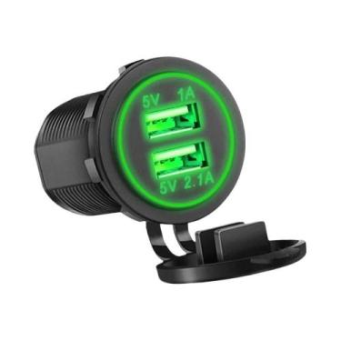 Imagem de Adaptador De Carregamento Rápido Dual USB-C Para Carro E Moto 12V Para