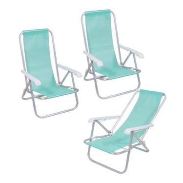 Imagem de Kit 3 Cadeira de Praia Reclinável 4 Posições Alumínio Lazy Sannet Morm