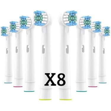 Imagem de Refil Cabeça Redonda Escova de Dente Elétrica Compatível com Oral-B Kit com 8 Unidades Cerdas de Alta Performance Encaixe Perfeito Branco 8 unidades