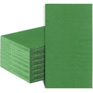 Imagem de 60 guardanapos de papel verde toalhas de mão descartáveis para banheiro, casamento, jantar, aniversário, sobremesa, coquetel, bebida, festa e guardanapos de cozinha (2 camadas, 33 x 40 cm)