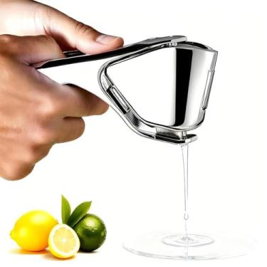 Imagem de iStarcas Espremedor de limão, espremedor de limão de aço inoxidável, espremedor manual, espremedor manual de limões, laranja limão cítrico (prata)