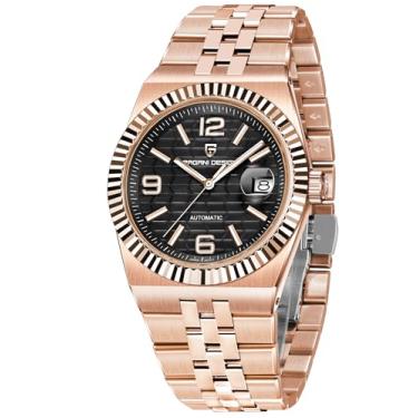 Imagem de Pagani Design Coleção de relógios automáticos de luxo PD-YS027, pulseira de aço inoxidável, várias cores, design de bisel canelado, Dourado e preto, Mergulhador de luxo