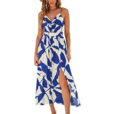 Imagem de Vestidos longos femininos CUPSHE, de verão, sem mangas, praia, fenda l