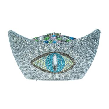 Imagem de Novidade dourada em forma de lingote para noite bolsa feminina de cristal decoração de festa bolsa de formatura, Prata