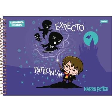 Imagem de Jandaia - Caderno Espiral Cartografia 275x200mm CD 96Fls Harry Potter Fundo Roxo FSC