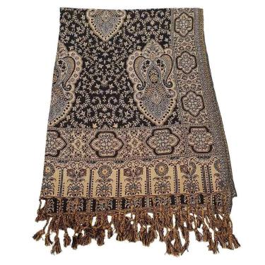 Imagem de Pashmina Estampada 100% Viscose Preto 70Cmx200Cm