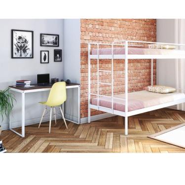 Imagem de Conjunto para Quarto 1 Beliche e 1 Escrivaninha 135x55cm Completa Casa Branco