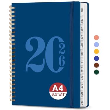 Imagem de Agenda 2026, agenda semanal e mensal, janeiro de 2026 a dezembro de 2026, agenda de calendário de capa dura com abas e bolso interno, material escolar para mulheres e homens - A4 (21,6 cm x 28 cm