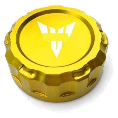 Imagem de Compatível com MT07 FZ07 MT09 SP FZ09 MT10 MT03 MT25 MT125 Tampa do tanque de óleo CNC da motocicleta tampa do reservatório de fluido de freio traseiro 2023 2024 (ouro)