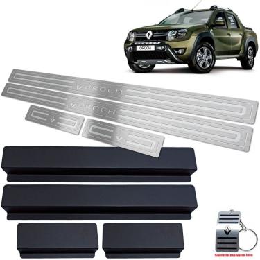 Imagem de Soleiras Aço Inox Duster Oroch 2016/2021 Prata Baixo Relevo