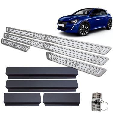 Imagem de Soleira Aço Inox Peugeot 208 2021 Prata Alto Relevo