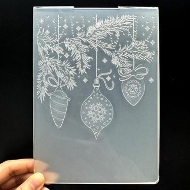 Imagem de Modelo de pasta de plástico 3D com textura de sino de floco de neve de Natal 12,7 x 18 cm para fazer cartões, faça você mesmo, scrapbooking, papel, artesanato, artesanato, scrapbook, materiais