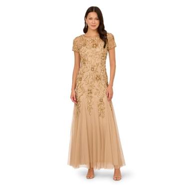 Imagem de Adrianna Papell Vestido longo feminino com miçangas, Champanhe dourado, 40