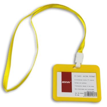 Imagem de Porta Crachá Transparente Cordão Plástico Horizontal Empresarial Bilhete unico 2 cartões- BEKNN (5, amarelo)