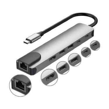 Imagem de Adaptador Multiportas Hdmi 4k Ethernet Usb 3.0 6 Em 1 Bk-c1 - Luuk You