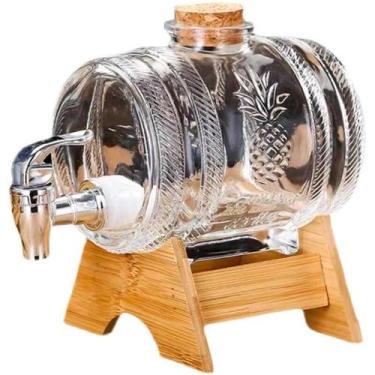 Imagem de Dispenser Vidro Bebidas Cachaça Torneira Suporte Rolha 1,5lt - Meu con