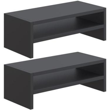 Imagem de Kit 02 Suportes Para Monitor Stand Home Office Lap 63 cm L03 Preto - L