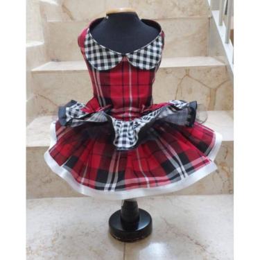 Imagem de Vestido Pet Festa Junina Xadrez Luxuoso - Tamanho P