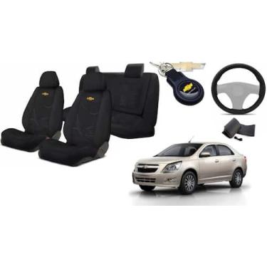 Imagem de Conjunto Capas Tecido Premium Cobalt 2011-2016 + Volante + Chaveiro GM