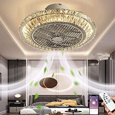 Imagem de Luminária de teto LED de cristal com ventilador, moderna, regulável, para sala de estar, quarto, infantil, iluminação com ventilador silencioso, luzes de teto de íons negativos, para meninos
