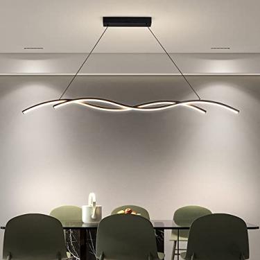 Imagem de Luminárias pendentes de LED modernas para cozinha, ilha, mesa de jantar, lustre linear de tira longa com iluminação moderna e criativa
