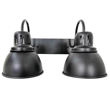 Imagem de Luminária de parede com 2 luzes para banheiro, operada por bateria, com controle remoto, iluminação LED para banheiro, sem fio, regulável, arandela industrial preta, luminárias para penteade