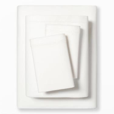 Imagem de MakeMake Organics Jogo de lençol completo orgânico (4 peças) Lençóis de algodão orgânico certificado GOTS 300 fios de cetim macio lençol de cima para crianças pequenas (casal, marfim macio)