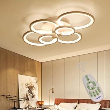 Imagem de Luminária de teto moderna embutida para sala de estar e jantar, luminária regulável com controle remoto, design de anel redondo, luminária de LED, abajur de acrílico para cozinha, escritório
