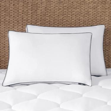 Imagem de Serta Almofada para cama Ocean Breeze respirável qualidade de hotel média firme suporte ajustável para lateral, parte de trás, estômago, queen, branco