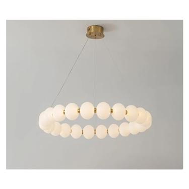 Imagem de - Lustre de teto LED de anel redondo acrílico dourado compatível com sala de jantar, mesa central, quarto, luminária pendente, decoração, luminária, lustre