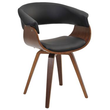 Imagem de Cadeira Decorativa Para Sala De Jantar Ohana Fixa Pu Preto G56 - Gran Belo