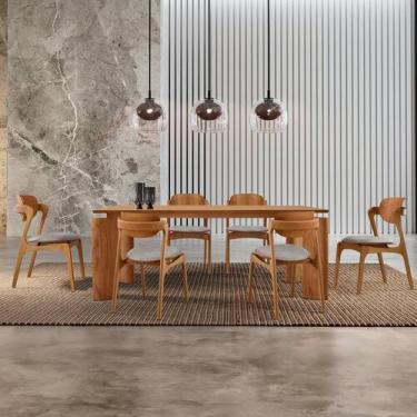 Imagem de Mesa de Jantar Tokyo Tampo 180cm Madeira Laminado com 6 Cadeiras Celes