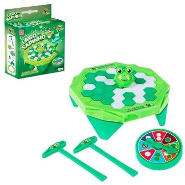 Imagem de Lago do Sapinho, Jogo Quebra Gelo Infantil, Verde, Tabuleiro Hexagonal com Spinner, Brinquedo Educativo para Crianças, 7,5cm