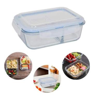 Imagem de Kit 10 Potes Vidro Retangular 1040ml Hermético Livre de BPA - GLOBAL M