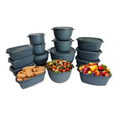 Imagem de Kit 15 Potes Herméticos De Plástico Com Tampa – Empilháveis E Ultra Resistentes Para Alimentos(Azul Petroleo)