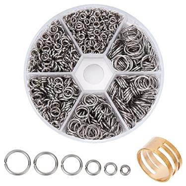 Imagem de PandaHall Elite 1 caixa com cerca de 550 peças de anéis de salto aberto de aço inoxidável com diâmetro de 8 mm de fio 18 calibre, Stainless Steel Color-1000 Pcs, 4-10mm, 1