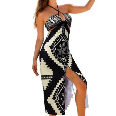 Imagem de Biquíni de cintura alta BAWHAHT de três peças para mulheres